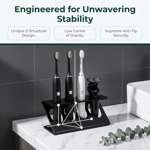 TKLNLQ Bathroom Sink Toothbrush Holder (Black) | It's perfect for holding all kinds of electric toothbrushes, makeup brushes, razors, and stuff like that.