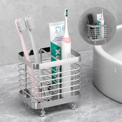 Luxspire Toothbrush Holders for Bathroom, Stainless Steel, 2 Slots, Silver