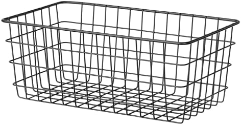 Whitmor 4 Pack Black Wire Storage Baskets for Office, Pantry, Kitchen Bins & Freezer Organizing