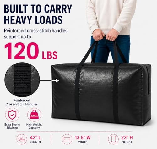 Extra Large Storage Bags, Jumbo Moving Tent Storage Bags, Foldable Big Pink XXL Duffle Bag for Travel,Christmas Tree Bag, 42x23x13.5inch - 2PACK