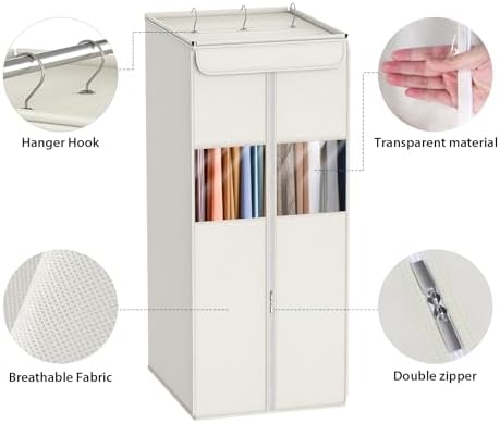 Zilink Garment Storage Bags for Hanging Clothes Suit Garment Bag 40in Beige