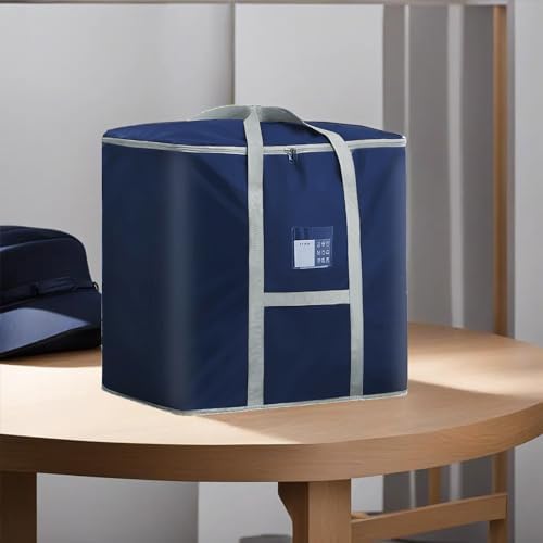 Kuber Industries Storage Bag | Foldable Storage Bag | Moisture Proof Wardrobe Organizer | Underbed Storage Bag for Blanket-Clothes | Travel Moving Bag with Handle | S ZH013BU | Blue