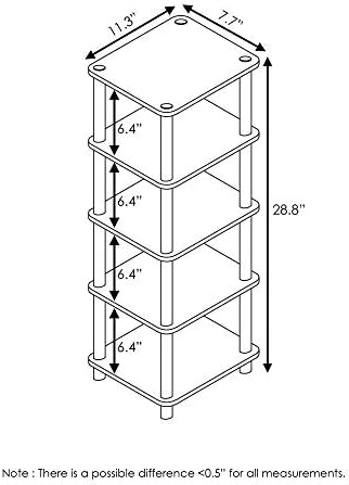 Furinno Turn-N-Tube Toolless 4-Tier Storage Shelves, Columbia Walnut
