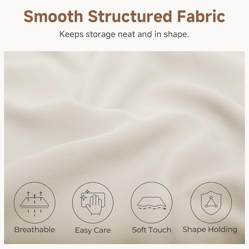 StorageWorks Closet Storage Bins, Beige, Extra Large, 3-Pack | Fabric Closet Organizers and Storage Bin, Foldable Shelf Baskets for Organization and Storage