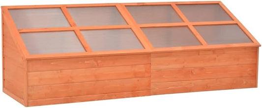 Wooden Garden Portable Greenhouse Sturdy Cold Frame Raised Plants Bed Protection with 8 PC Boards and Openable Top Door Raised Flower Planter Box 70.9" x 22.4" x 24.4"