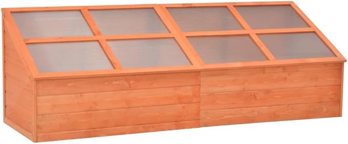 Wooden Garden Portable Greenhouse Sturdy Cold Frame Raised Plants Bed Protection with 8 PC Boards and Openable Top Door Raised Flower Planter Box 70.9"x22.4"x24.4"