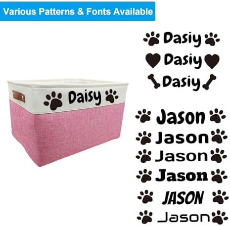 Personalized Dog Toy Basket Dog Toy Box with Pet`s Name for Dog Chew Toys,Clothing,Stuff