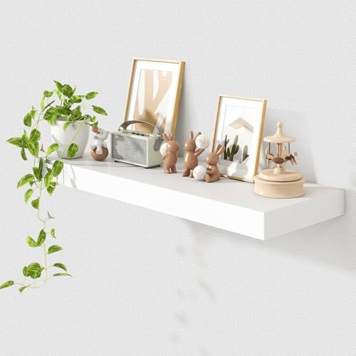 FLYJOE Deep Floating Shelves, 36'' x 12'' White Shelves for Wall Set of 1