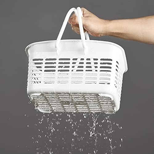 ALINK Plastic Shower Caddy Basket with Handle, Portable Organizer Storage Basket for College Dorm, Bathroom, Kitchen - White