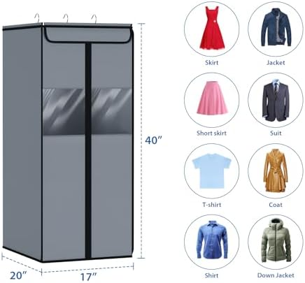 Zilink Suit Garment Bags for Closet Clear Garment Storage 40 in, Grey