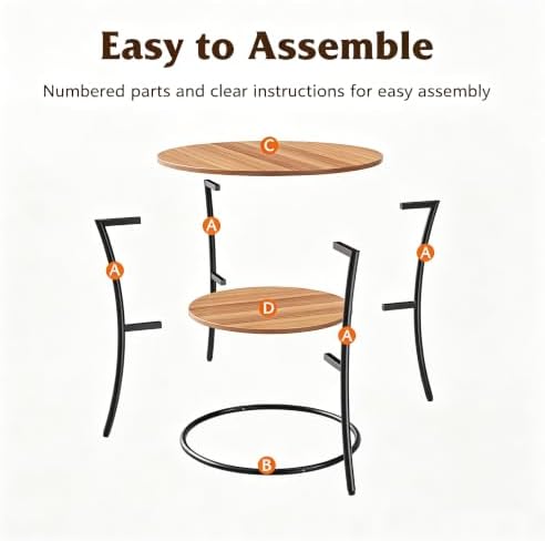 WLIVE 2 Tier Round End Table Steel Frame Small Space Living Room Nightstand