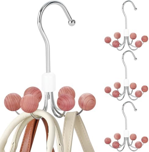 TOPIA HANGER Hoodie Hangers 4-Pack with 6 Cedar Balls, 360°Swivel Purse Hanger, Scarf Hanger, Closet Hooks, Handbag Organizer, Bra Hanger, Accessory Organizers for Scarf, Tanktop, Hat, Hoodie CT57C