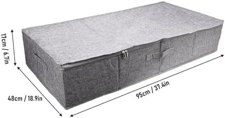Under Bed Storage Cotton Linen Water Proof Underbed Storage Bags for Bedding Foldable Under Bed Storage Container for Clothes Socks Shoes, Gray (L)