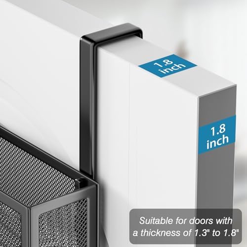 Over the Door Hooks,Door Hanger Organizer Fits Doors 1 3/4" Black