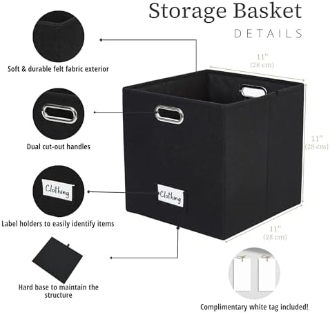DECOMOMO Felt Storage Bins, 11 inch Cube Storage Bin with Labels