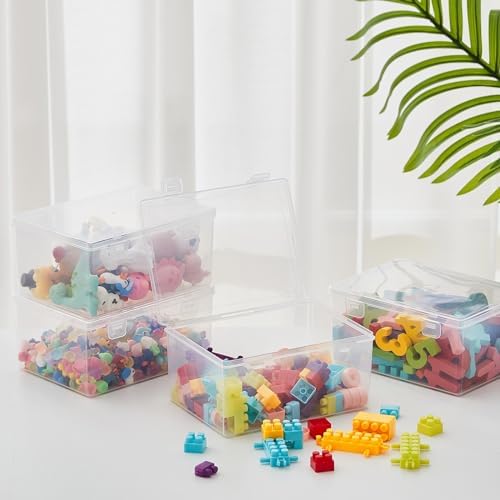 SiliFine 8 Pcs Clear Plastic Storage Bins with Lids Stackable for Toys