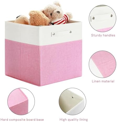 FinishingBo 13x13x13 Storage Cube Bins 4 Pack, Cube Shelf Baskets