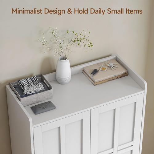 ONBRILL Shoe Cabinet with Cross Molding Doors, 6-Tier Shoe Storage(White)