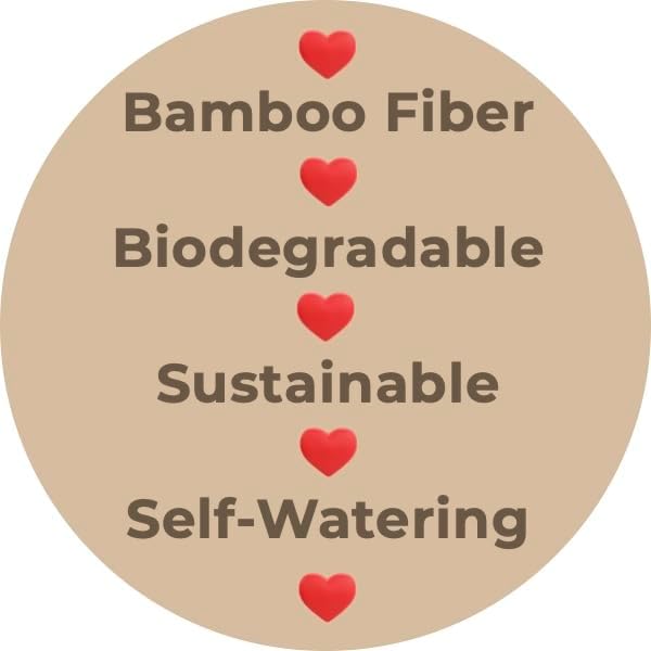 7 Inch Self-Watering Bamboo Planter (Sage Green) - Round - Bamboo Fiber - No Overwatering or Root Rot