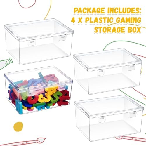 SiliFine 4 Pcs Clear Plastic Storage Bins with Lids Stackable for Toys