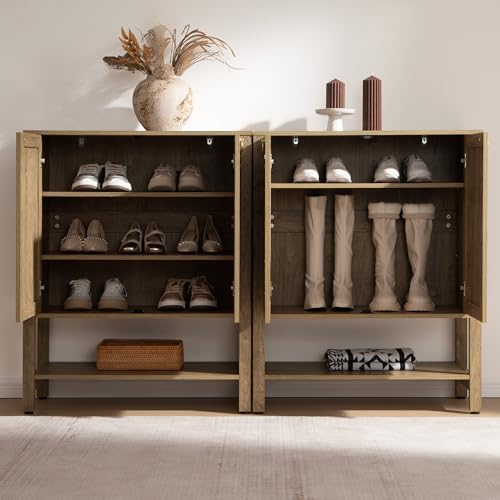 SICOTAS Rattan Shoe Cabinet with Storage, 5 Tier, 3 Pieces