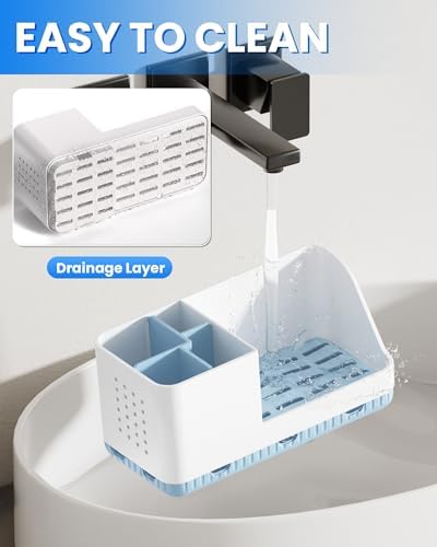 Toothbrush Holder Bathroom Counter Organizer & Storage Detachable | Anti-Slip with Drain Holes, Kids Electric Toothbrush and Toothpaste Holders for Vanity Sink Bathroom Decor Accessories