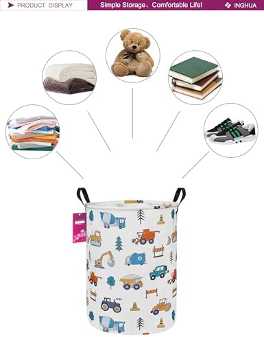 Laundry Hamper Large Canvas Fabric Storage Basket Vehicles