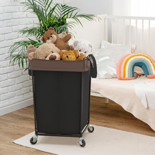 Rolling Laundry Basket with Wheels, Rolling Laundry Hamper with Wheels 2PK