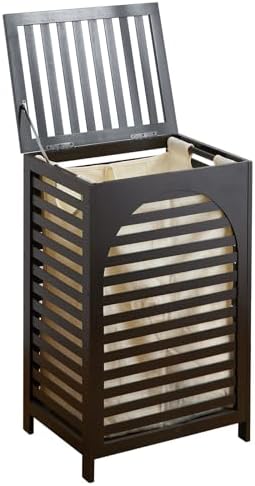 Laundry Hamper with Lid,Bamboo Large Waterproof Clothes Laundry Basket,Removable Washing Bags with Handles,clothes basket (Brown)