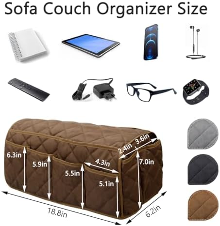 Remote Control Holder for Armchair, Armchair Caddy TV Remote Holder for Recline 14 Pockets, Non-Slip Remote Caddy Couch Caddy Organizer for TV Remote, Phone, Magazine (Brown)