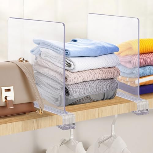 Clear Acrylic Shelf Dividers for Closets Organizer & Storage,2 Pack