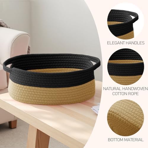 JMvicyroam Small Woven Basket, Empty Gift Basket, Black&Jute/2 Pack