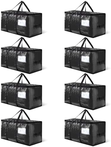 CONGREGATE 8-Pack packing bags for moving with Zippers and Handles, Heavy Duty Storage Handbags for Space Saving, Made of PE, 97 Liters/25.6 Gallons (28.7 Inch x 13.7 Inch x 15 Inch)