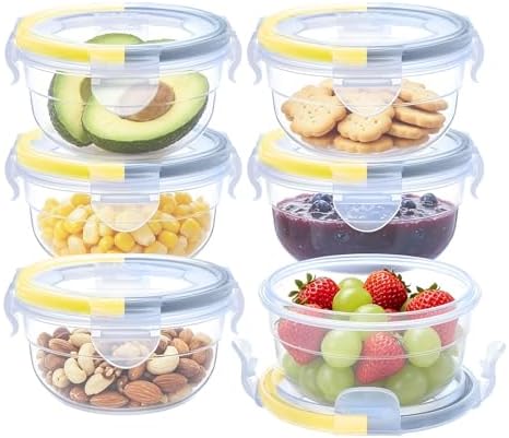KIGI Small Round Food Storage Containers, 1.26 cup /10 oz, 6 Pack