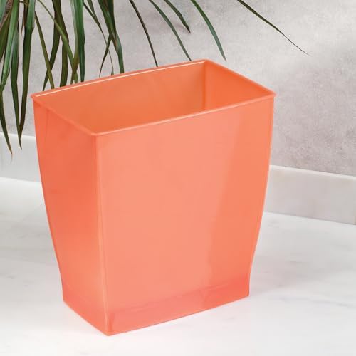iDesign Small Plastic Bathroom Trash Can, Orange
