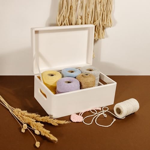 Creative Deco Large White Wooden Box Storage with Hinged Lid
