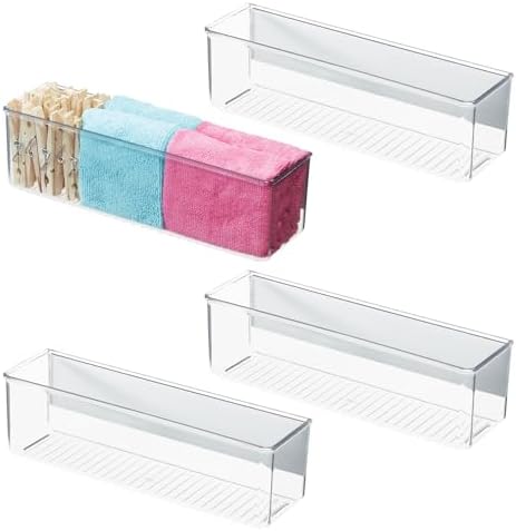 iDesign Magnetic Clear Plastic Organizer Bins, Medium, 4-Pack | Laundry Room Storage