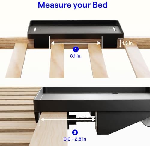 BedShelfie Bedside Shelf for Dorm Room - Cable Catch, Black | Bunk Bed & Top Bunk, College Dorm Room Essentials, Clip On Nightstand, Bed Side Table Tray, College Dorm Essentials