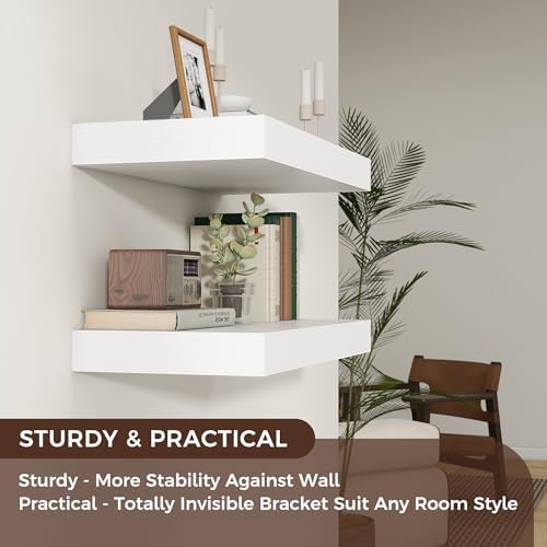 36 Inch Floating Shelves for Wall, 12"D Wood Storage Shelves, White Finish