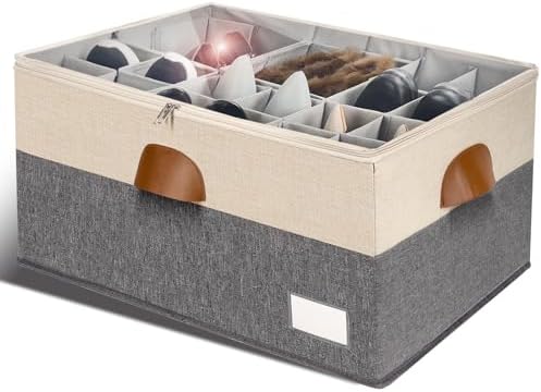 1 Pack Shoe Organizer for Closet Foldable Storage Box with Clear Cover