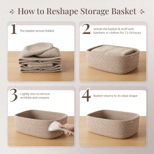 Storage Baskets for Shelves, 5 Pack, 2 Sizes Organizer Bins