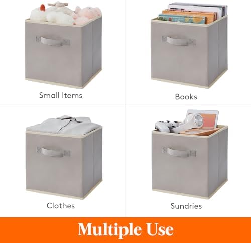 Lifewit Storage Cubes, 13 Inch Organizer Bins, 36L Light Gray, 12 Packs
