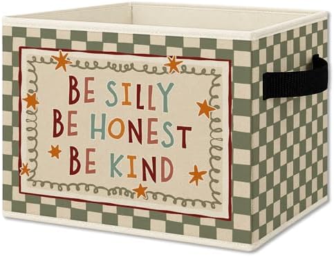 Inspirational Kids Cube Storage Bins with Handles, Be Silly Honest Kind Nursery Collapsible Fabric Storage Basket Boxes Toys Books Clothes Organizer for Girls Boys Room Bedroom Playroom