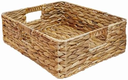 Rectangular Wicker Shelf Basket, Square Water Hyacinth Woven Storage Basket