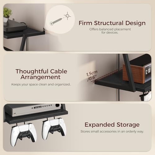 MAHANCRIS Floating TV Shelf, 3 Tier Projector Shelf for DVD Players