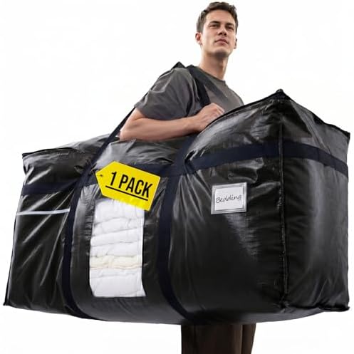 TAILI 1 Pack XXL Storage Bags with Visible Window and Handy Pocket,Black