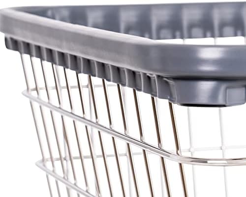 R&B Wire® 100E Heavy Duty Wire Laundry Cart | 2.5 Bushel | Steel Frame with Chrome Finish | Commercial Laundry Basket | Industrial Bumper | 5" Clean Wheel System™ Casters