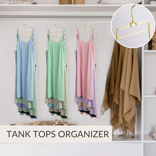 ZEDODIER 2 Pack Tank Top Hanger, Bra Organizer for Closet, Space Saving | 32 Hooks Total, Sturdy Metal, 360° Rotating, Foldable Design, Hanging Closet Organizers and Storage for Apartments and Dorms