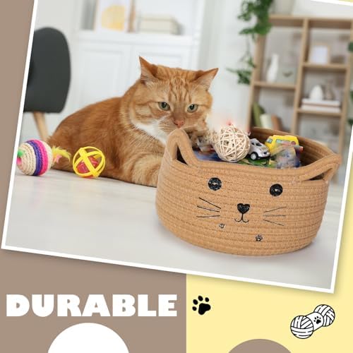 Zopeal Cat Woven Gift Basket Storage,13.7 x 7.8 Inch,Khaki