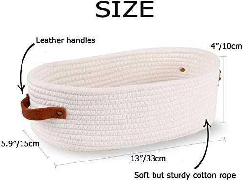 Woven Storage Basket for Toilet Tank Top,Farmhouse Home Decor Organizing Baskets for Bathroom,Table and Counter 13"x5.9"x4" White